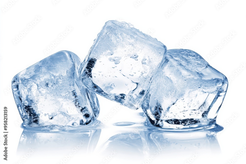 Fototapeta premium Ice cubes on white surface
