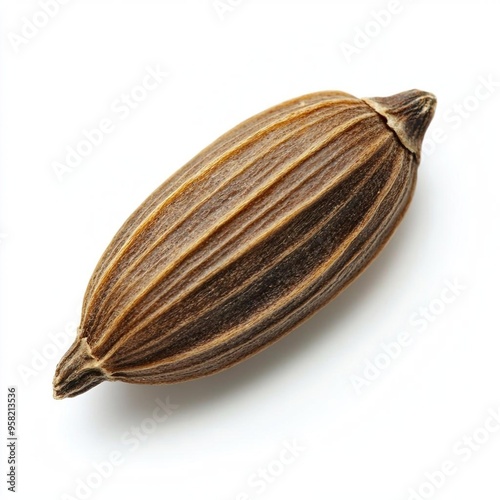 Single caraway seed isolated on white background. photo