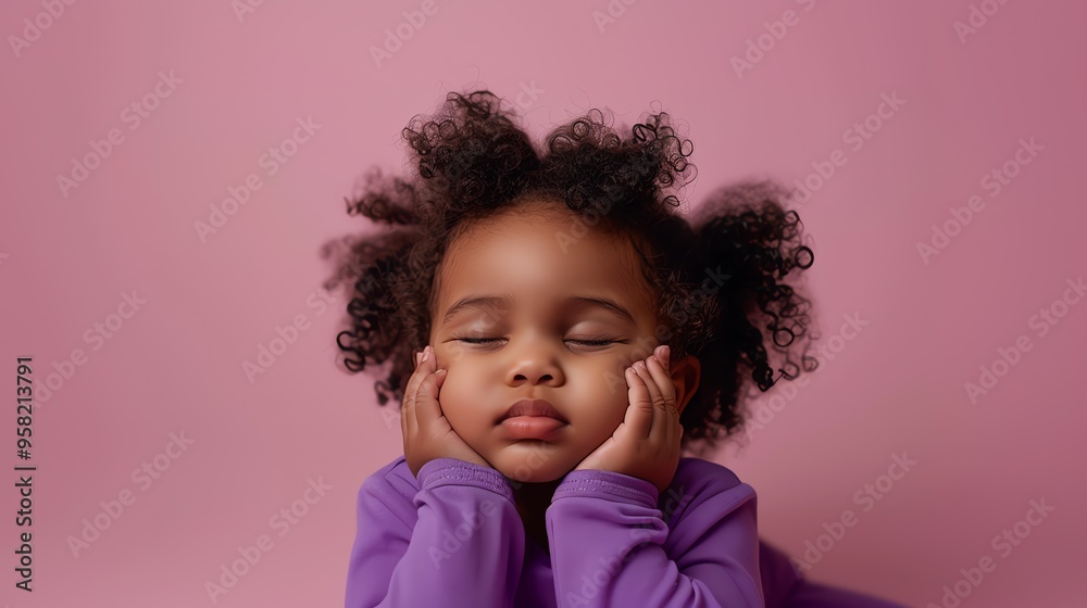 Studio portrait of a sleepy toddler girl. Child facilities advertising concept. Studio portrait of a sleepy toddler girl. Child facilities advertising concept.