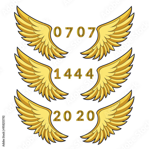 set of angel number twin flame soulmate universe sign on white background. vector illustration.