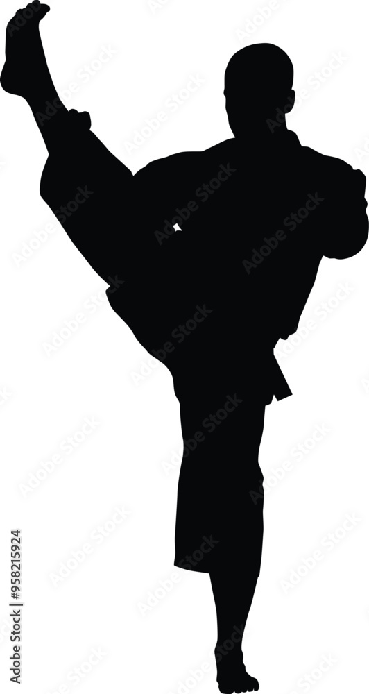 Karate men pose silhouette illustration Karate men pose silhouette illustration
