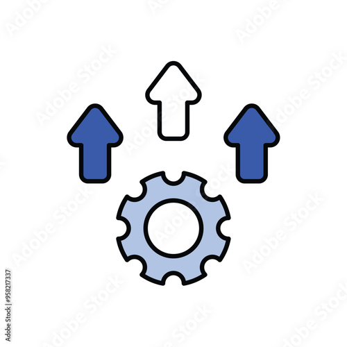 process improvement color line icon with white background vector stock illustration