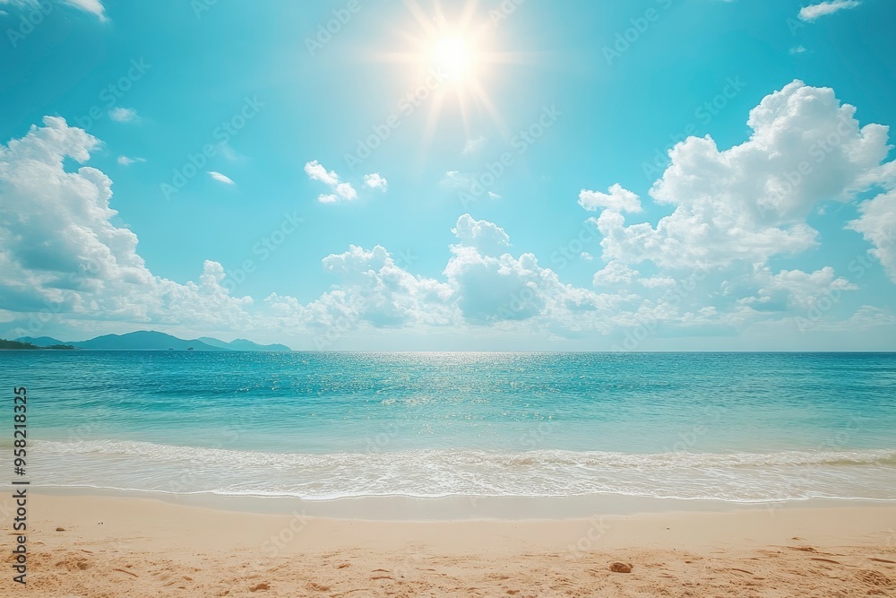 Fototapeta premium Summer Beach Sea Tourism Vacation Sun Sky Water Photo Design , ai