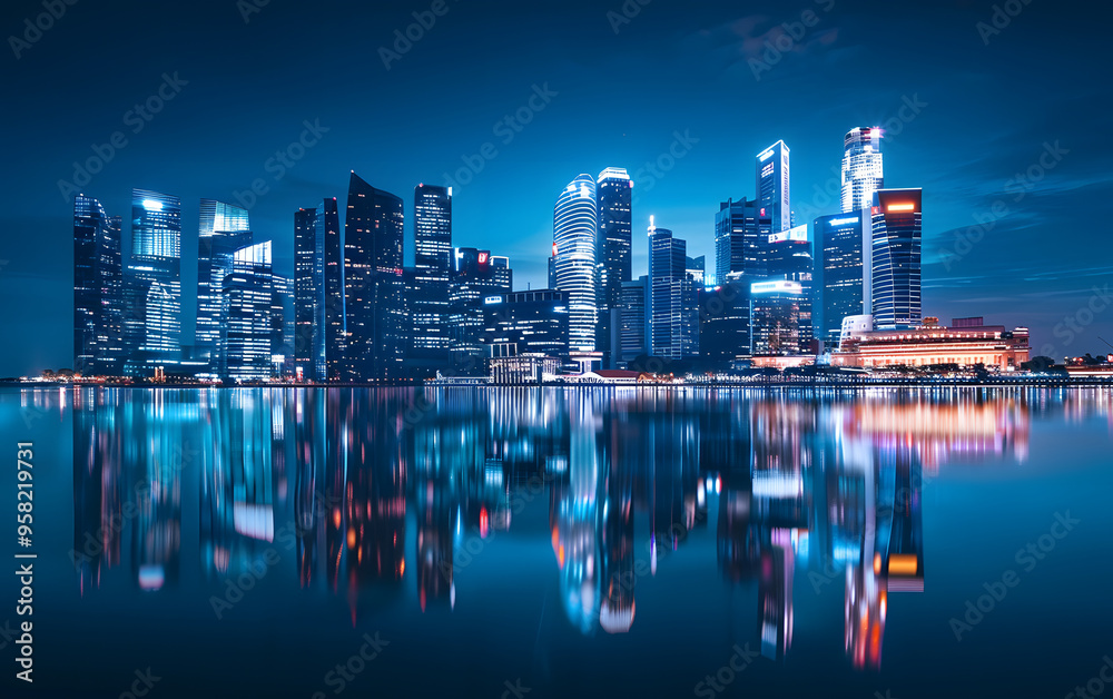 Obraz premium City architecture and water reflections