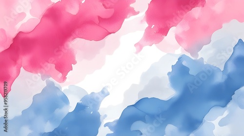 Charming pink and blue watercolor abstract background with soft hues and elegant gradient, perfect for gender reveal parties and inviting designs with a soft, dreamy aesthetic.