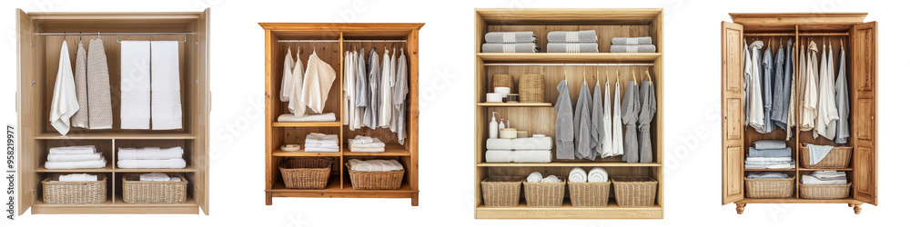 The linen cabinet is shown in full length on a transparent background The linen cabinet is shown in full length on a transparent background