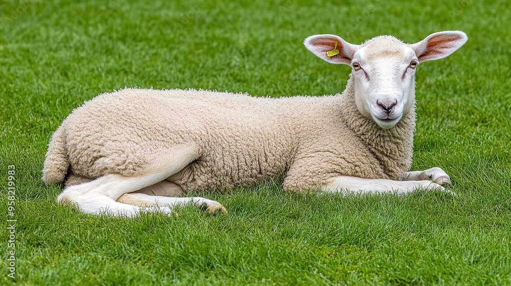 Adorable Sheep Standing in a Pastoral Setting, Showcasing Its Soft Wool and Gentle Expression Adorable Sheep Standing in a Pastoral Setting, Showcasing Its Soft Wool and Gentle Expression