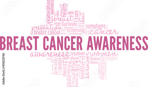 Breast Cancer Awareness word cloud isolated on a white background.