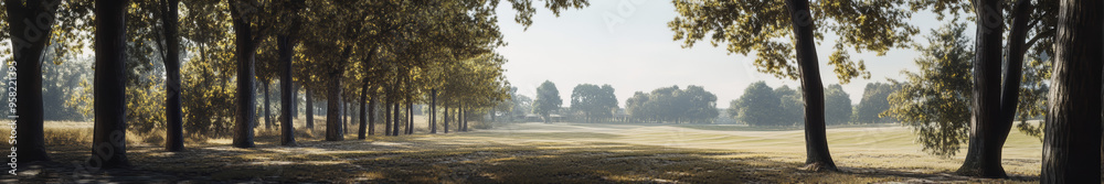 A serene landscape in an Asian region, featuring numerous tall, ancient trees with broad canopies spread across the scene. The trees are large and majestic, creating a sense of tranquility and natural A serene landscape in an Asian region, featuring numerous tall, ancient trees with broad canopies spread across the scene. The trees are large and majestic, creating a sense of tranquility and natural