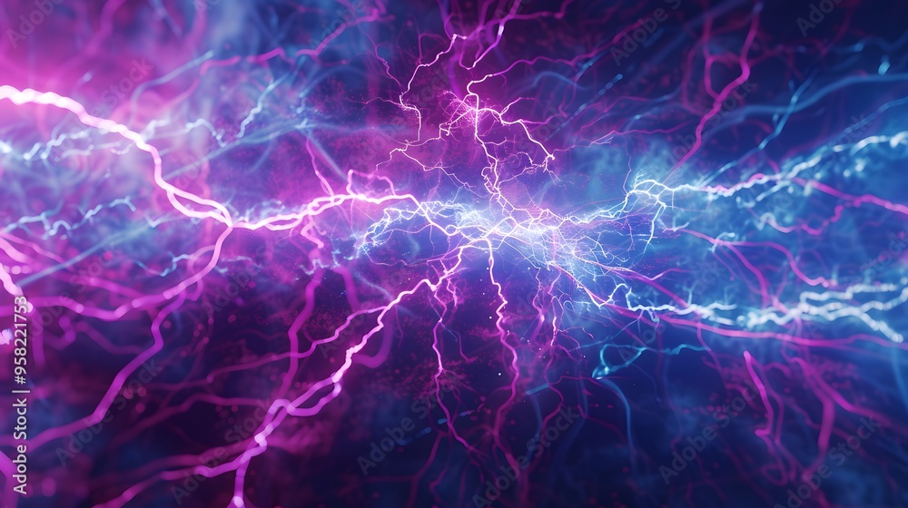 Blue and purple electric lighting, abstract electrical background Blue and purple electric lighting, abstract electrical background