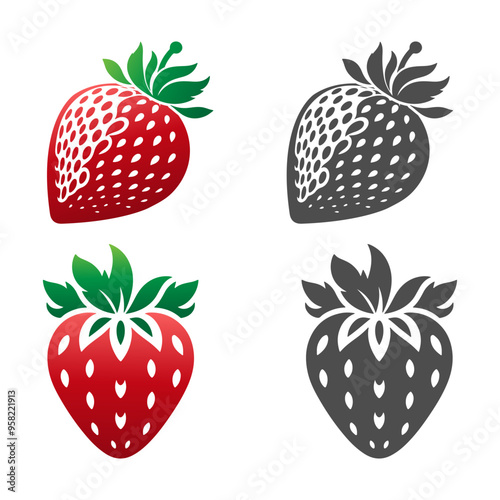 Black silhouette of strawberry for logo or pictogram.