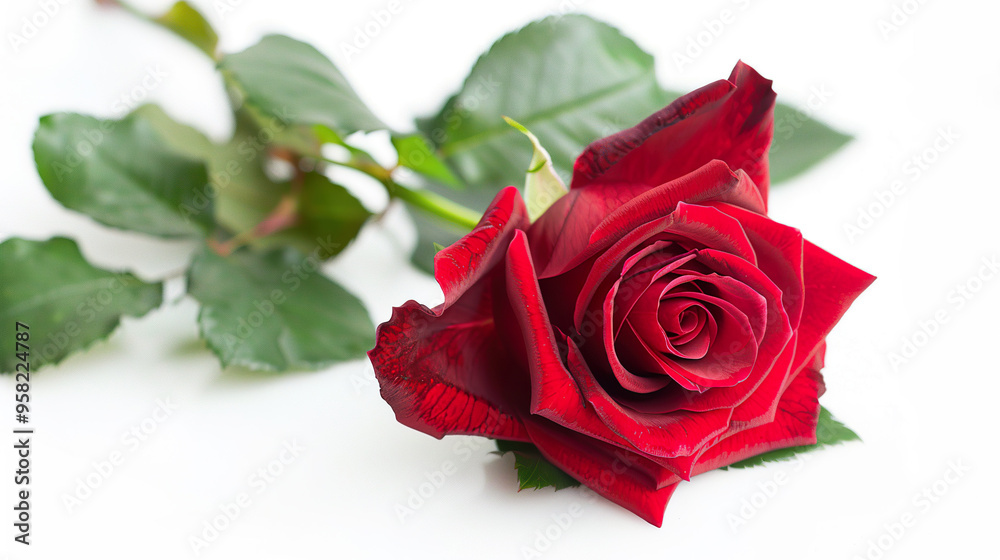 Fototapeta premium Red rose isolated on white background
