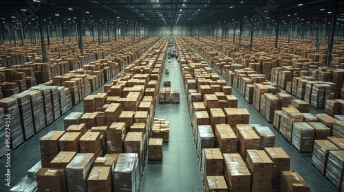 Warehouse Full of Cardboard Boxes