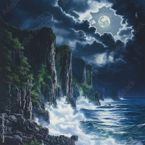 Moonlit Cliffs of the Forgotten Coast