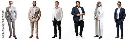 Diverse business people full body png cut out element set