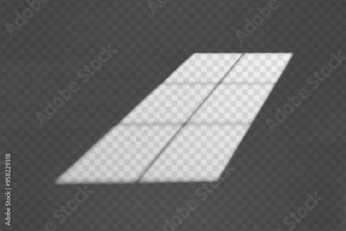 Light effect shadow overlay from rectangular window isolated transparent background.