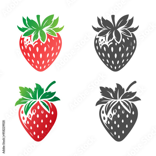 Black silhouette of strawberry for logo or pictogram.