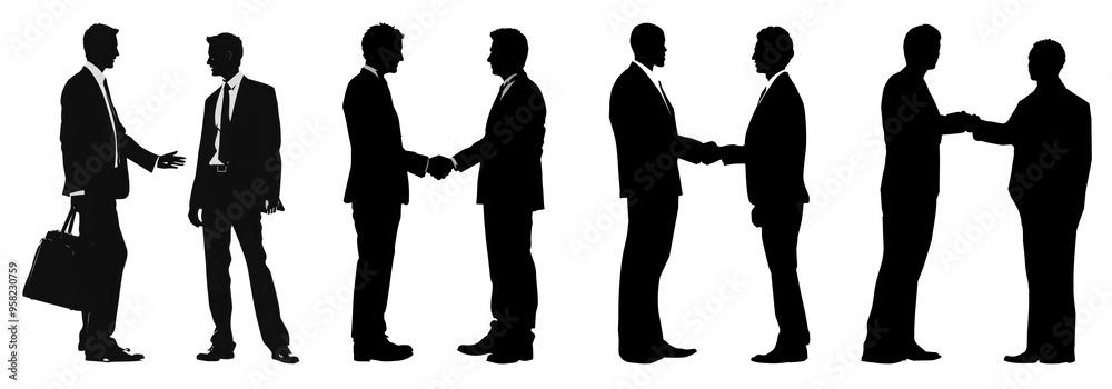 Silhouette business people full body png cut out element set