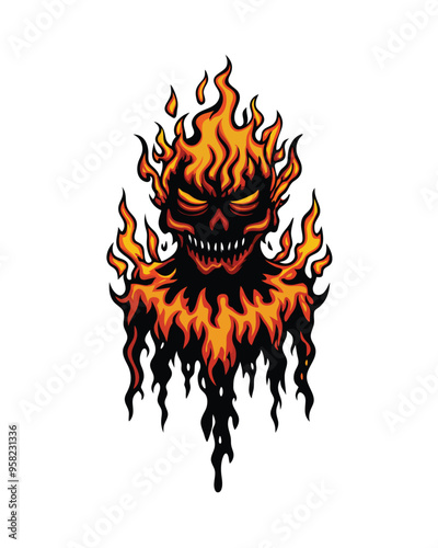 A fiery demon-like monster, its molten body dripping with lava.