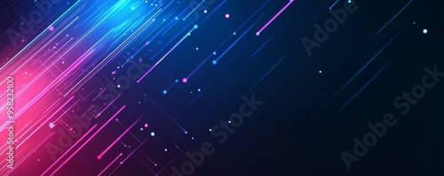 Abstract technology background with a blue and pink gradient color, lines, and light effect design illustration.