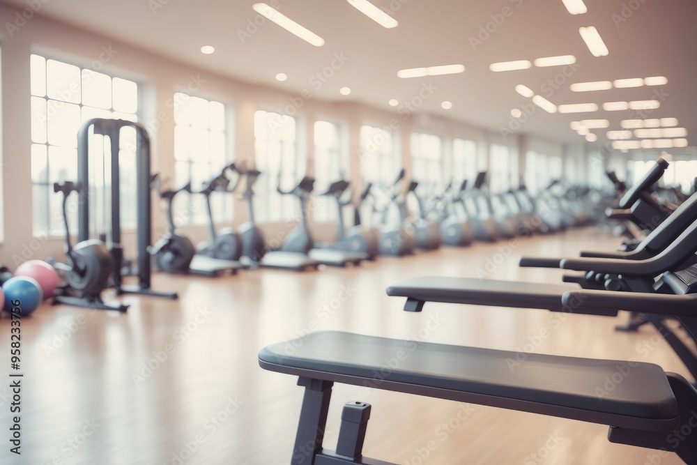 Empty boardroom with modern gym equipment Empty boardroom with modern gym equipment