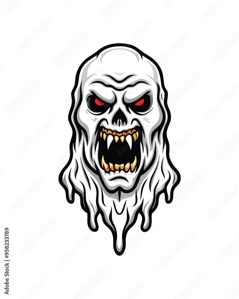 A transparent monster with a distorted face, sharp teeth, and red eyes. A transparent monster with a distorted face, sharp teeth, and red eyes.