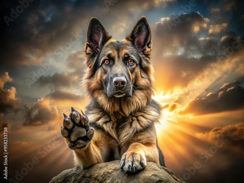 sentinel paw hand watchful guardian protection loyalty strength courage bold composition dramatic lighting fearless spirit brave heart wild freedom photo