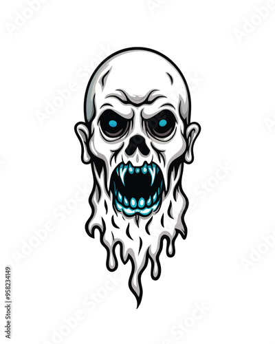A ghostly, transparent monster with a distorted "5" for a mouth, open and fanged.