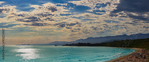 sunset with summer monsoon clouds over Carpinteria, California