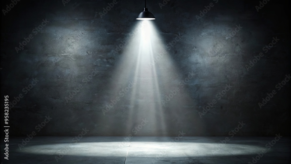 Obraz premium Dark room with central bright spotlight casting illumination