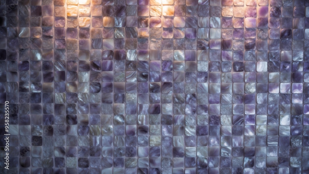 The textured surface of purple shell tiles reflects warm light, enhancing the modern aesthetic The textured surface of purple shell tiles reflects warm light, enhancing the modern aesthetic