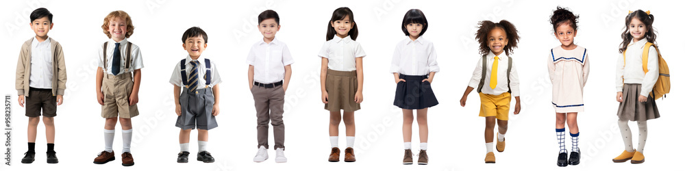 Diverse student full body png cut out element set Diverse student full body png cut out element set