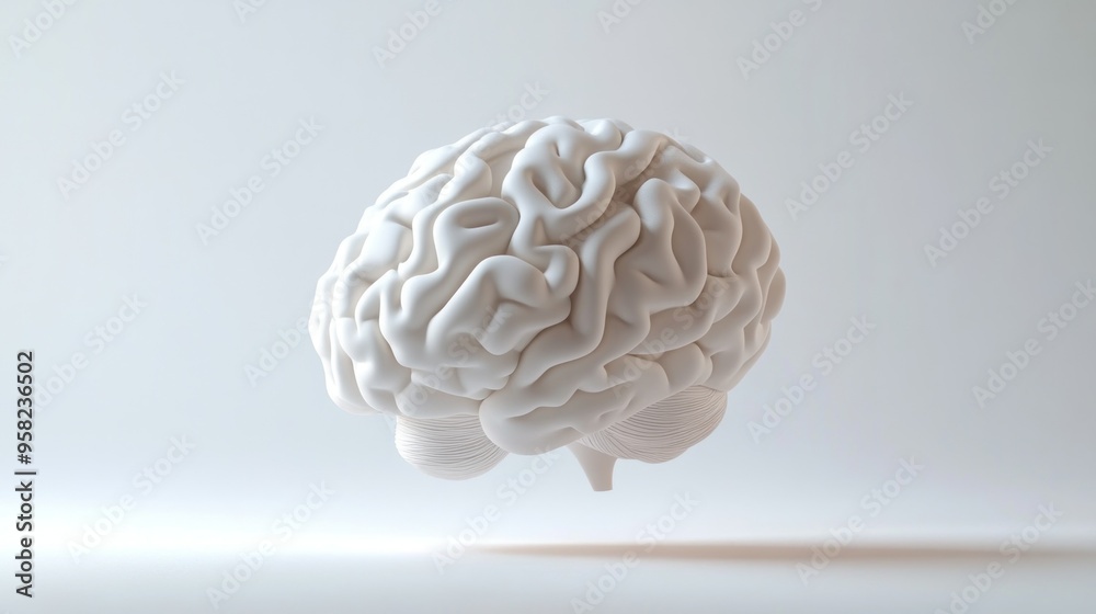 White 3D Render of a Human Brain White 3D Render of a Human Brain