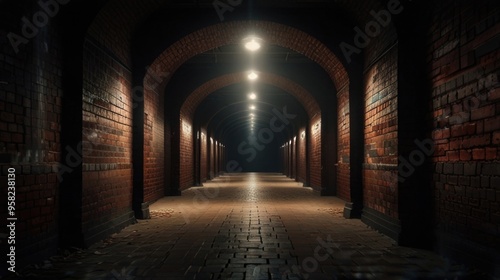 a Dark Brick Long tunnel with a light at the end