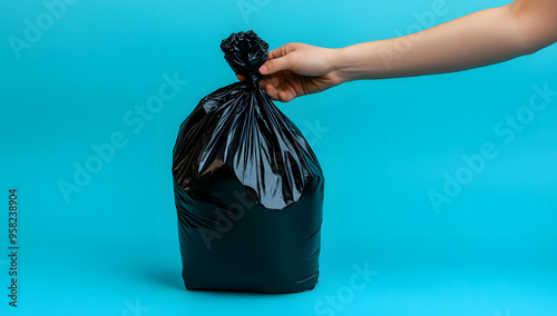 “Hand Taking a Black Garbage Bag Out of a Trash Can”
 photo