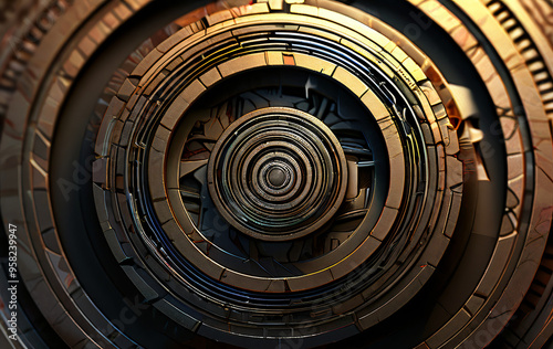 Concentric circles with different textures background