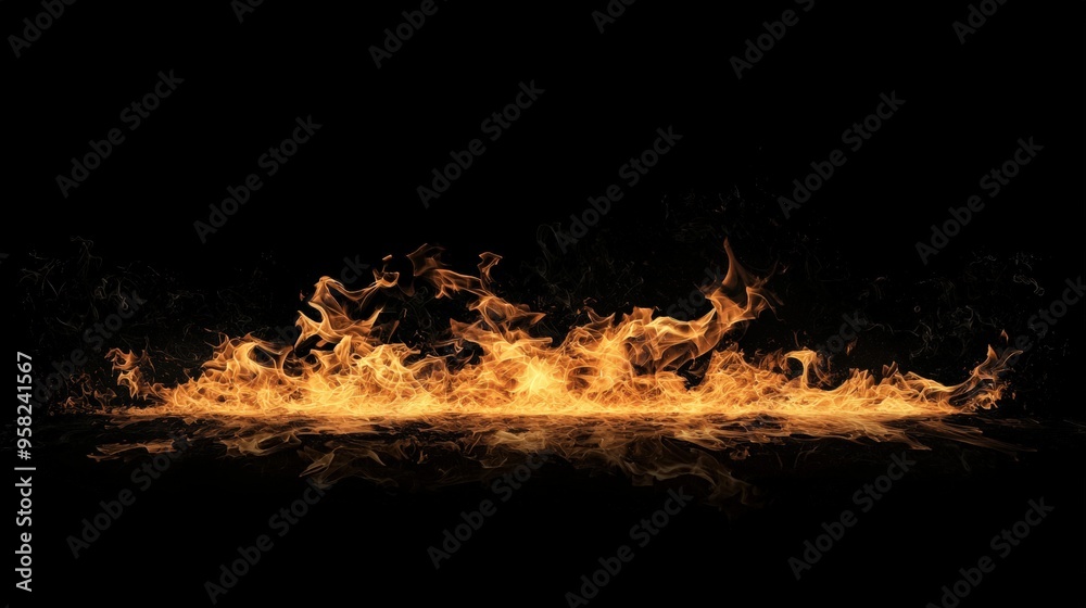 Fiery blaze against dark backdrop