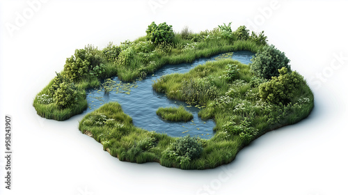 Green environment with ponds