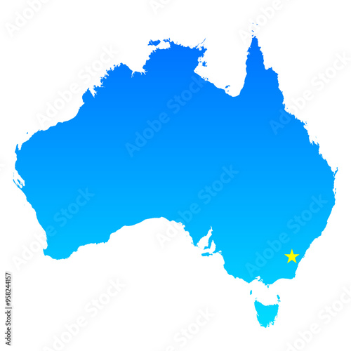 Map of Australia with its capital Canberra in professional blue style
