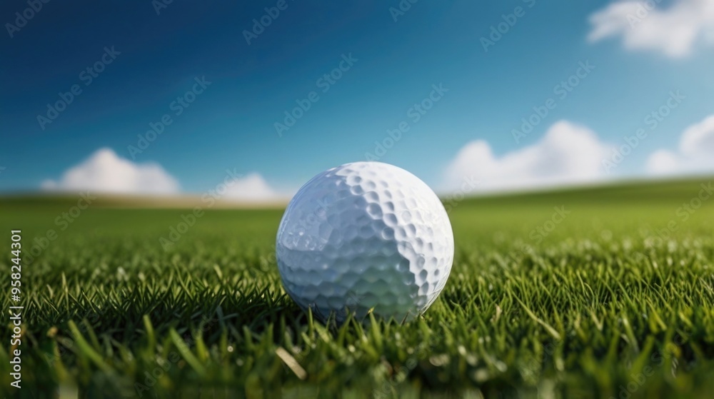 A golf ball is sitting on a green grass field A golf ball is sitting on a green grass field