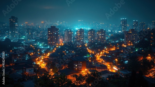 Night Cityscape: A Glowing Panorama