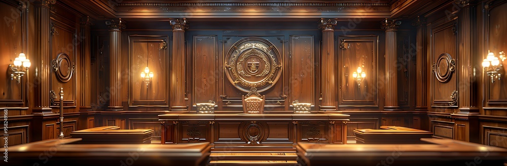 Intricate Wooden Interior with Gold Accents Intricate Wooden Interior with Gold Accents