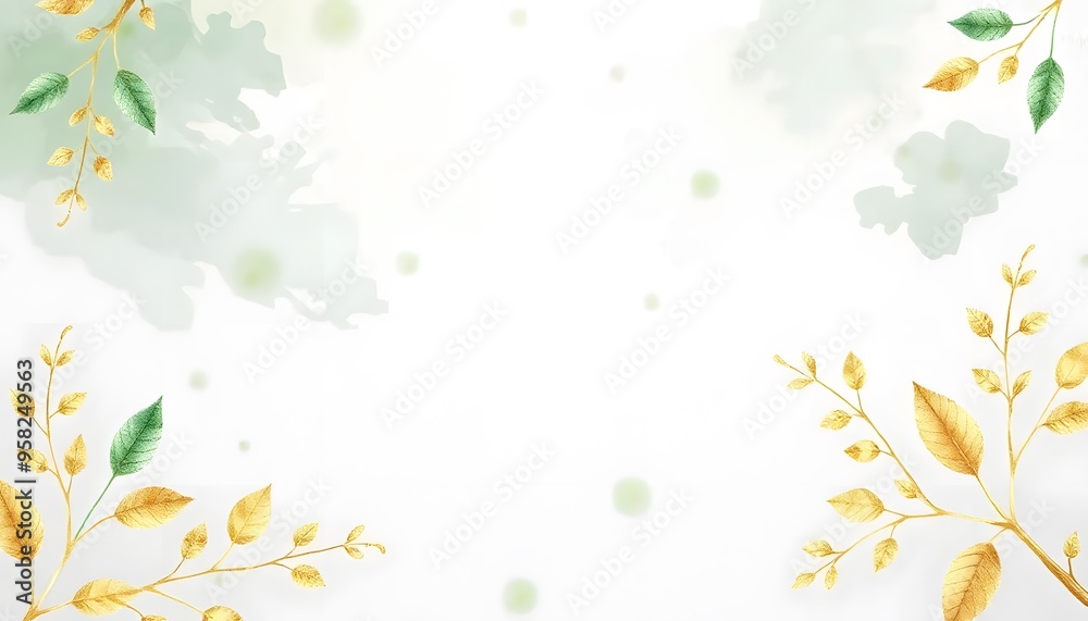 Floral frame with yellow and green leaves, creating a natural and organic border around the image Floral frame with yellow and green leaves, creating a natural and organic border around the image