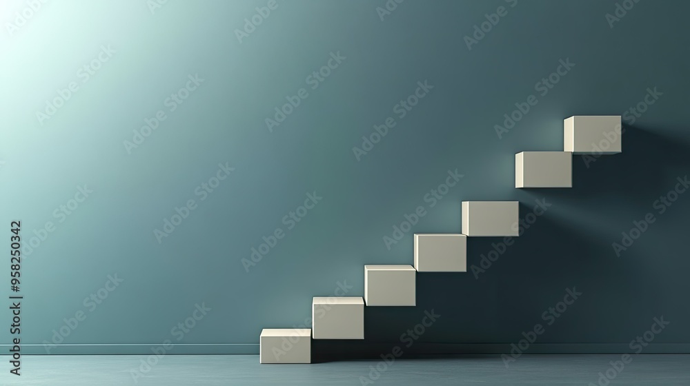 Business success symbolized by an upward trend and ample space for copy, set against a neutral background. Business success symbolized by an upward trend and ample space for copy, set against a neutral background.