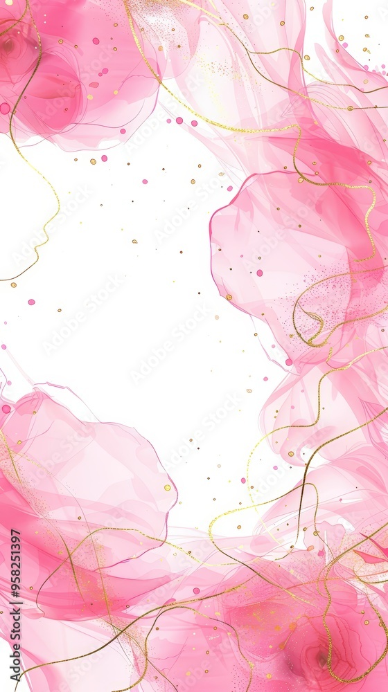 Pink and gold abstract art