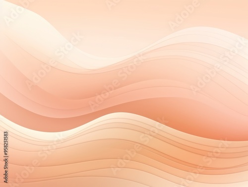 Peach pastel tint gradient background with wavy lines blank empty pattern with copy space for product design or text copyspace mock-up template for website