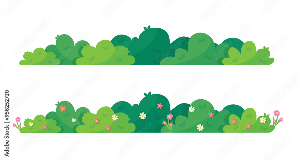 Green bush blossom. grass bush vector illustration