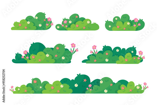 Green bush blossom. grass bush vector illustration
