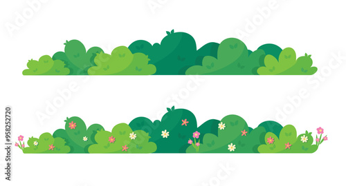 Green bush blossom. grass bush vector illustration