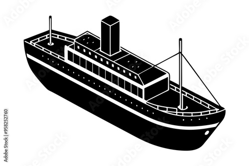 Cargo and passenger vessels icon set. Cargo and passenger ships silhouette on white. Vector illustration